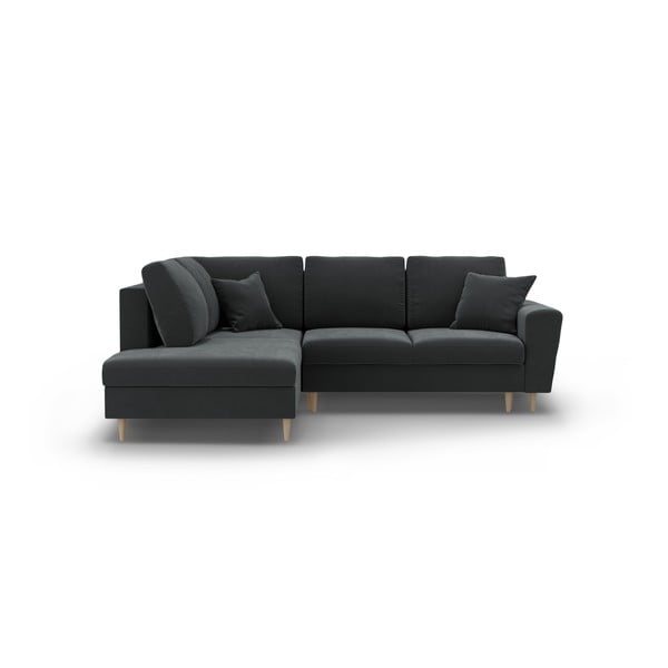 Tamno siva baršunasti sklopiva/s prostorom za odlaganje kutna garnitura (s lijevim kutom/u obliku slova L) Kyoto – Cosmopolitan Design