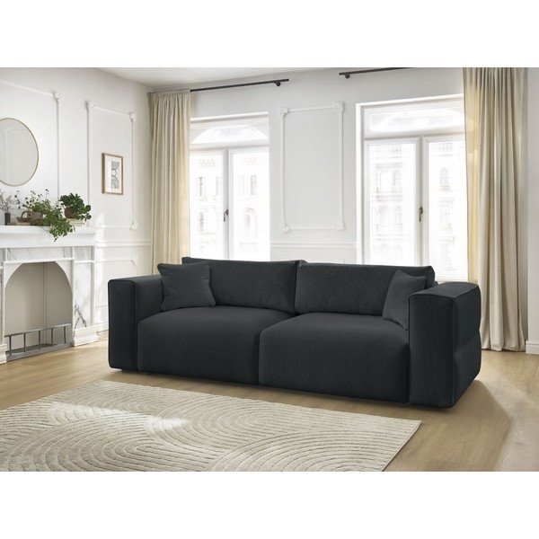 Crna sklopiva/s prostorom za odlaganje sofa 265 cm Ezechiel – Bobochic Paris-image-1