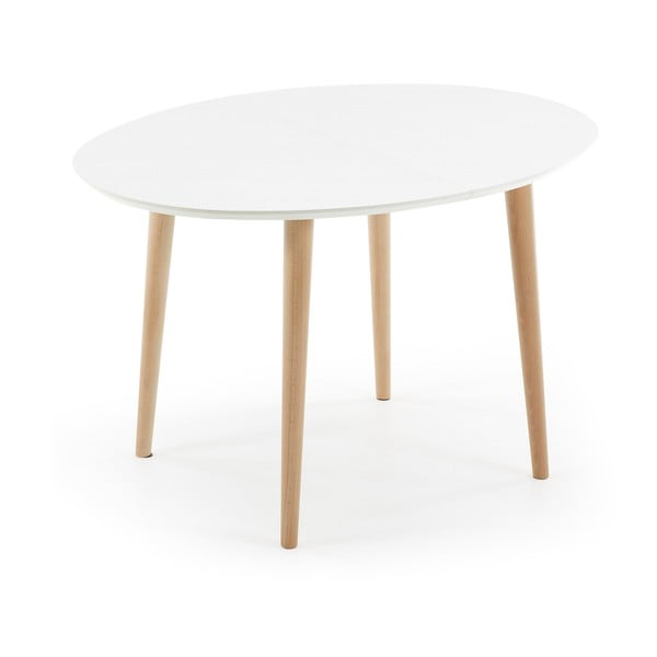 Bijeli proširiv blagovaonski stol s bijelom pločom stola 90x120 cm Oqui – Kave Home
