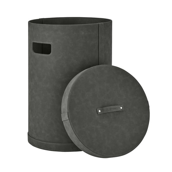 Tamno siva košara za rublje od imitacije kože Sahla M – Blomus-image-2