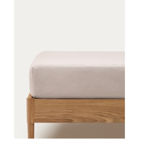 Pamučna plahta smeđe-siva s gumom 180x200 cm Simmel – Kave Home-image-4