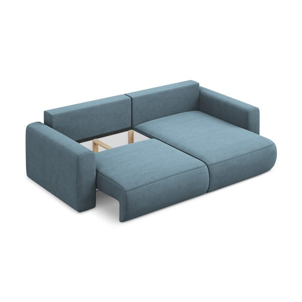 Svijetlo plava sklopiva/s prostorom za odlaganje kutna garnitura (s desnim kutom/s ležaljkom) Kapua – Makamii-image-4