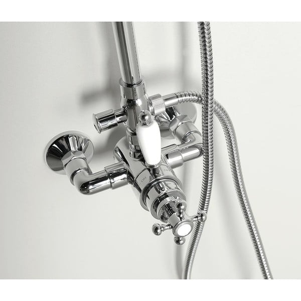 Mjedeni set za tuš kabinu u sjajno srebrnoj boji s termostatskim ventilom s glavom za tuš/sa ručnim tušem 142 cm Antea – Sapho-image-2