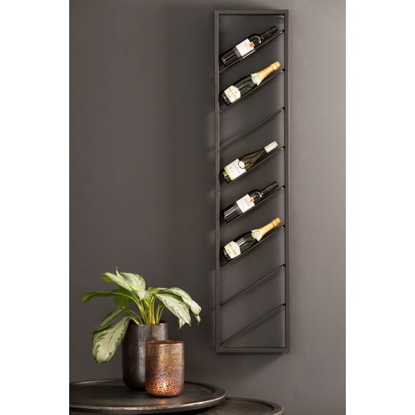 Crni zidni metalni držač za boce vina broj boca 8 kom 36x160x6 cm Malbeo – Light & Living-image-1