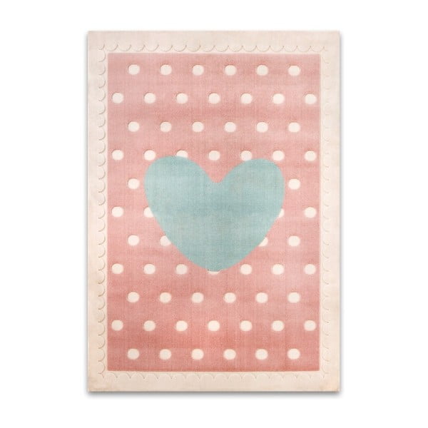 Dječji ružičasto-plavi tepih Heart, 133 x 190 cm