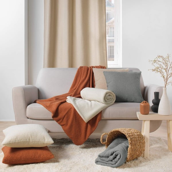 Siva deka od flisa 180x220 cm Curly Wooly – douceur d'intérieur-image-3