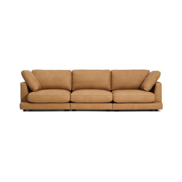 Smeđa kožna sofa 300 cm Gala – Kave Home-image-2