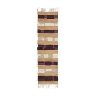 Ljubičasta/u prirodnoj boji ručno rađena staza od mješavine jute 60x230 cm Medina Blocks – Flair Rugs