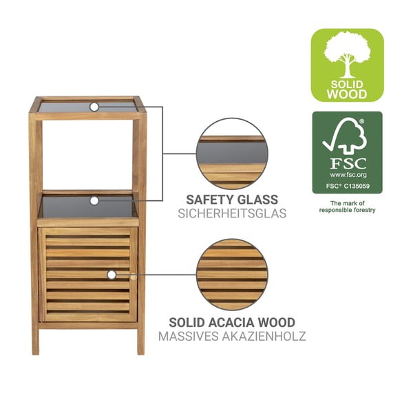 Crni/u prirodnoj boji nizak/uski kupaonski ormarić od masivnog bagrema 39,5x86 cm Fondi – Wenko-image-3