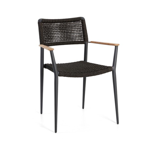 Antracitno siva metalna vrtna stolica Ray – Diphano
