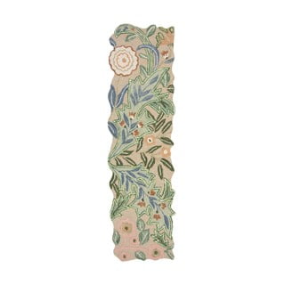 Zelena ručno rađena vunena staza 60x230 cm Bryony Shaped Floral – Flair Rugs