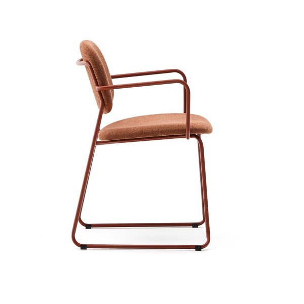 Metalna blagovaonska stolica s naslonima za ruke boja terakote Meli – Kave Home-image-3