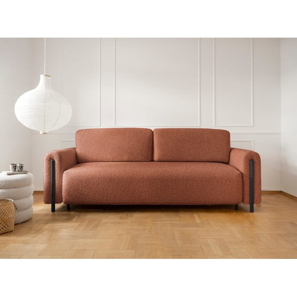Sklopiva/s prostorom za odlaganje sofa od bouclé tkanine boja terakote 244 cm Arcadova – ELTAP-image-1