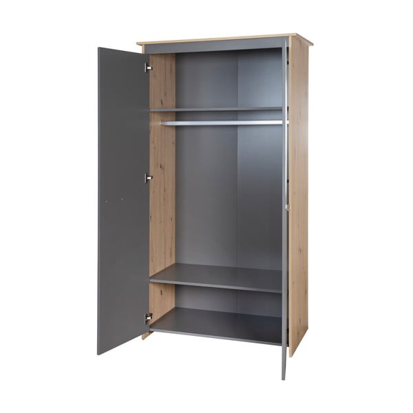 Antracitno siva/u prirodnoj boji dječja garderoba u dekoru hrasta 50x190x96 cm Anna – Roba-image-3