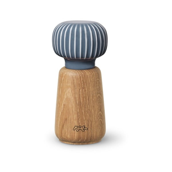 Mlin za začine od drveta hrasta s antracit porculanskim detaljima Kähler Design Hammershoi, visina 13 cm