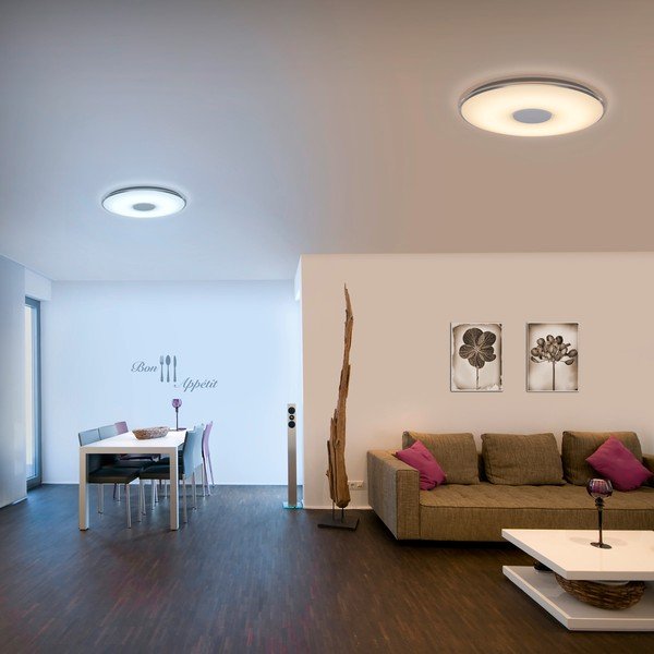 Bijela okrugla LED stropna svjetiljka za daljinski upravljač Trio Tokyo, promjera 60 cm-image-1