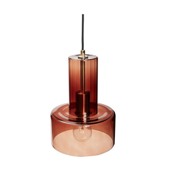 Smeđa viseća svjetiljka s mogućnosti zatamnjivanja sa staklenim sjenilom ø 20 cm Ripple – Hübsch-image-2