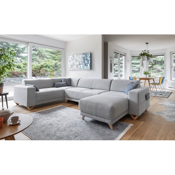 Svijetlo siva sklopiva/s prostorom za odlaganje kutna garnitura (s lijevim kutom/u obliku slova "U") Classy Sophie – Miuform-image-3