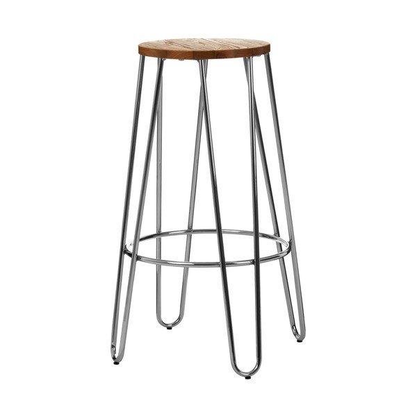 Barska stolica od čvrstog brijesta u srebrnoj boji/u prirodnoj boji (visine sjedala 75 cm) District – Premier Housewares-image-4