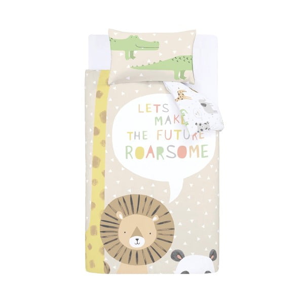 Svjetlo smeđa dječja posteljina za krevet za jednu osobu 135x200 cm Roarsome Animals – Catherine Lansfield