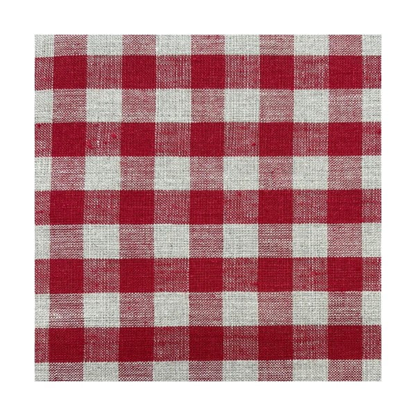 Crvena lanena okrugla prostirka za ispod božićnog drvca ø 125 cm Red Gingham – Linen Tales-image-1