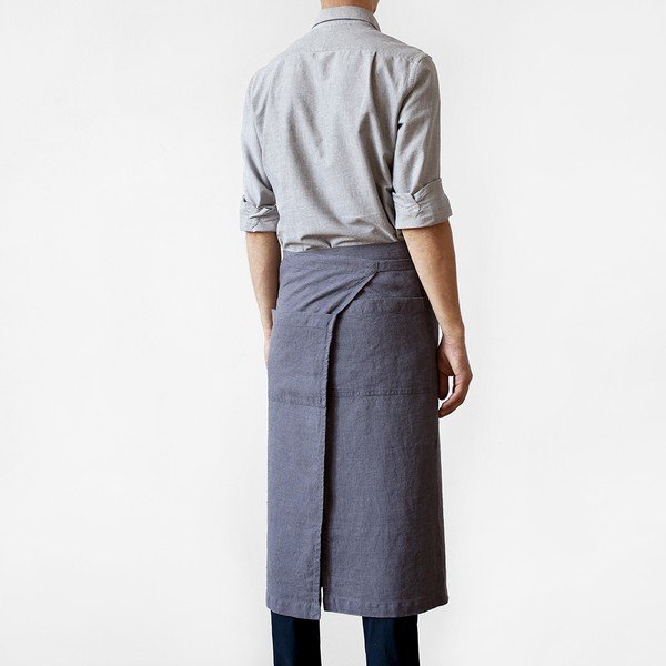 Tamnosiva lanena pregača Linen Tales Garcon, duljina 76 cm-image-1