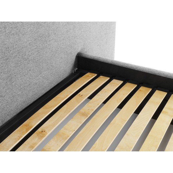 Svijetlo sivi tapecirani bračni krevet s prostorom za pohranu s podnicom 160x200 cm Walter – Milo Casa-image-4