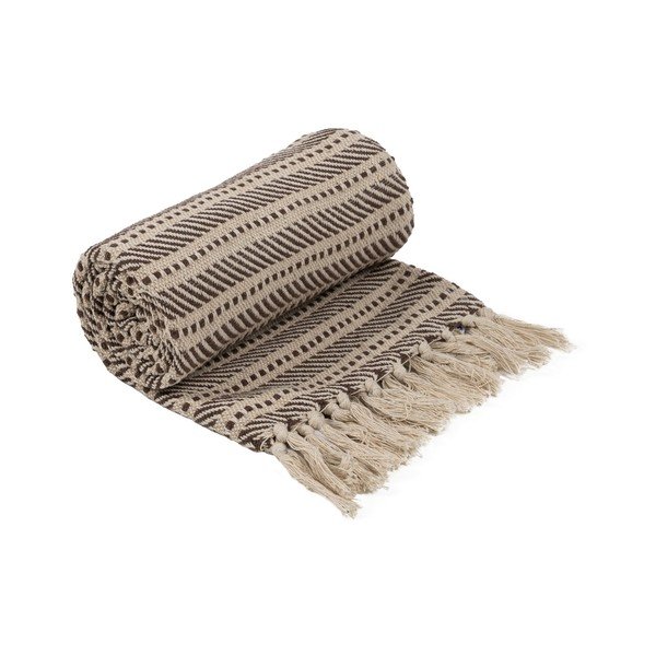 Smeđa/bež deka od mješavine recikliranih vlakana 125x150 cm – Ixia
