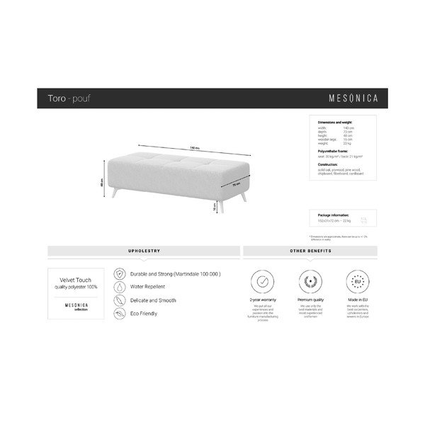 Plavi baršunasti tabure MESONICA Toro-image-3