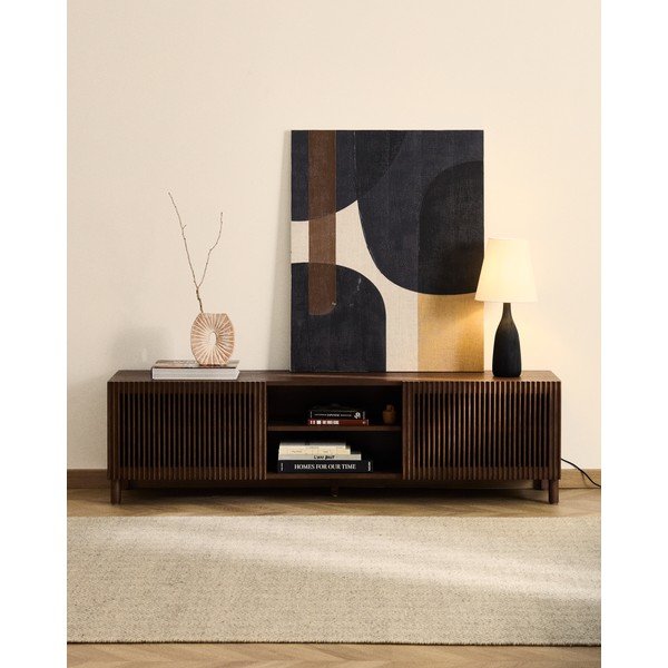 Tamno smeđa TV komoda u dekoru oraha 180x49,5x42,5 cm Beyla – Kave Home-image-1