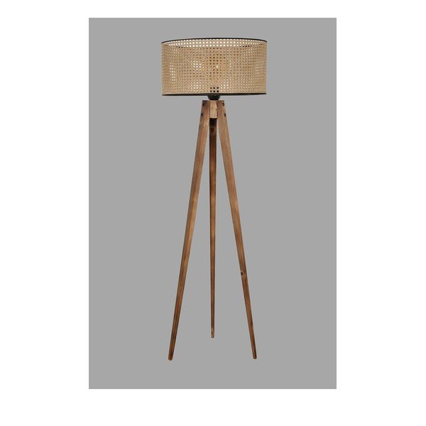 Smeđa stojeća svjetiljka s tekstilnim sjenilom (visina 153 cm) Tripod – Opviq lights-image-1