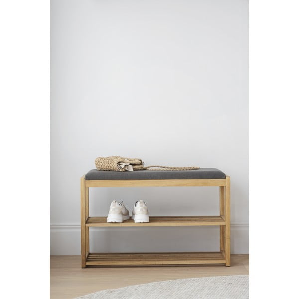 Ormarić za cipele od punog hrasta s klupom u prirodnoj boji Confetti – Rowico-image-3