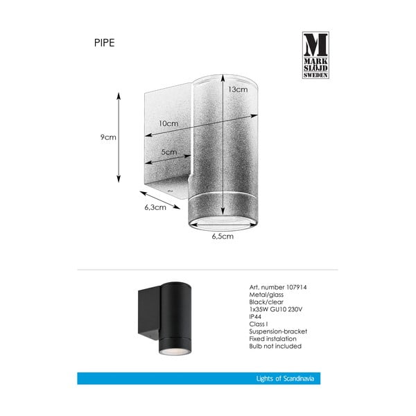 Vanjska zidna lampa (visina 13 cm) Pipe - Markslöjd-image-2