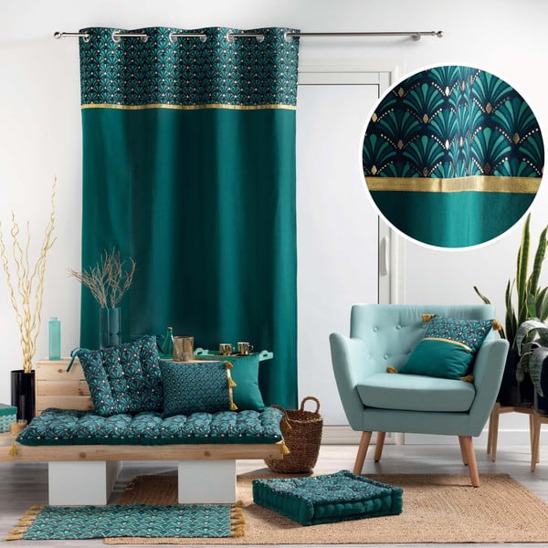 Petrolej zelena pamučna zavjesa 140x240 cm Artchic – douceur d'intérieur-image-3