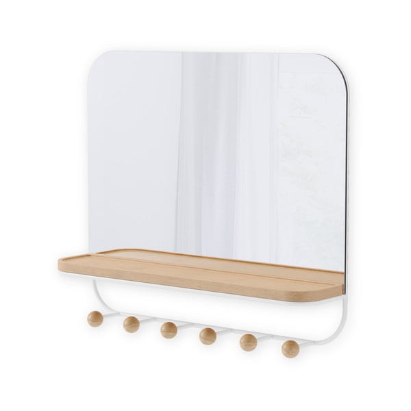 Bijela zidna vješalica od prirodnog bukovog drveta s policom Estique - Umbra-image-3