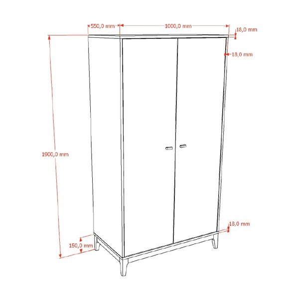 Ormar u dekoru oraha u tamnoj prirodnoj boji 100x190,5x55 cm Ilyas – Vipack-image-2