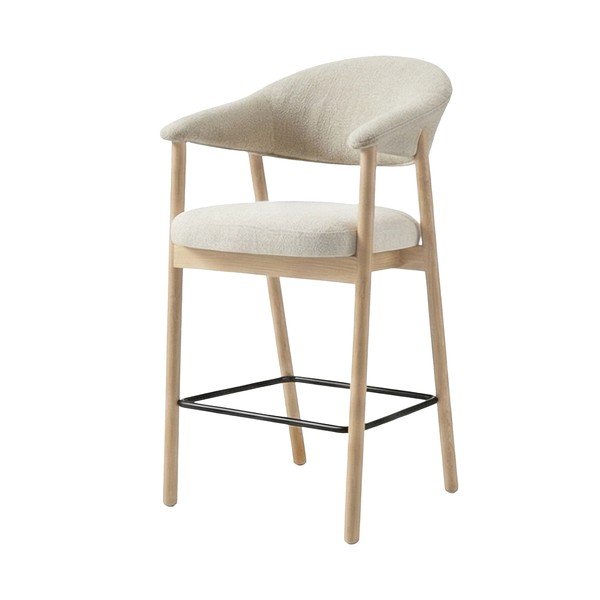 Krem/u prirodnoj boji podstavljena barska stolica s naslonima za ruke (visine sjedala 67 cm) Elk – Unique Furniture