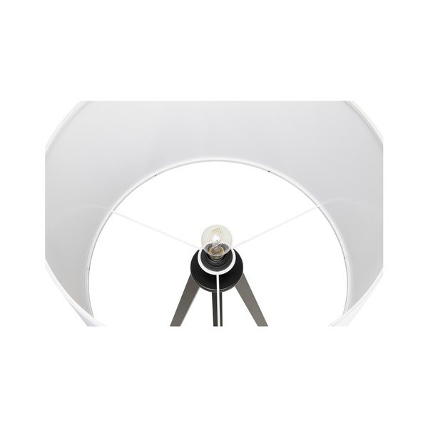 Podna svjetiljka s crnom konstrukcijom i bijelim Kokoon Trivet sjenilom-image-3