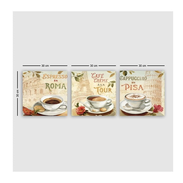 Slike u setu od 3 komada 30x30 cm Italy - Wallity-image-2