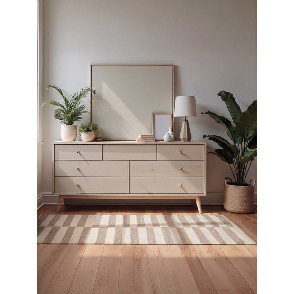 Bijeli/svjetlo smeđi obostrani/ručno rađen vunen tepih 80x150 cm Vika – Hanse Home-image-1