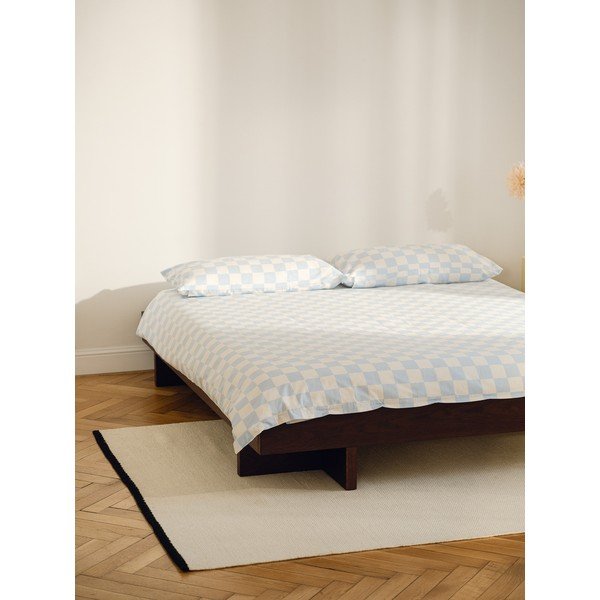 Svijetlo plava/krem navlaka za poplun za krevet za jednu osobu od pamučnog satena 140x200 cm Plu – noo.ma-image-1