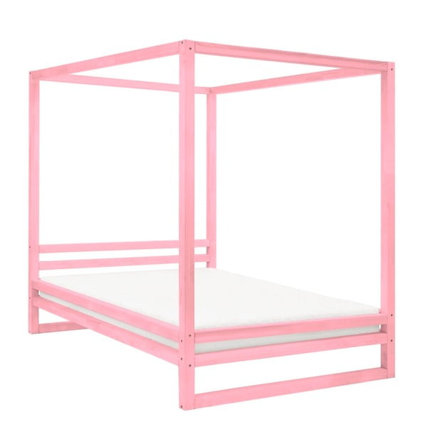 Ružičasti drveni bračni krevet Benlemi Baldee, 200 x 200 cm