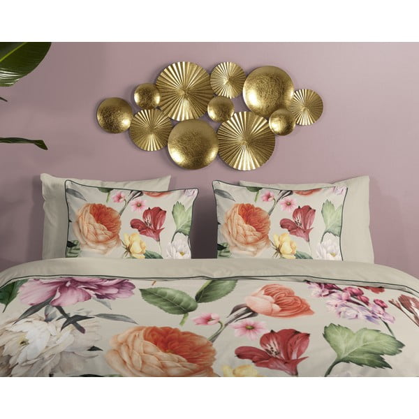 Bež posteljina za bračni krevet/za produženi krevet od pamučnog satena 200x220 cm Fiori – Descanso-image-2