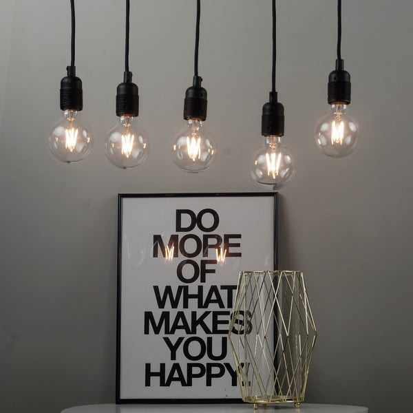 Petodijelna crna viseća lampa Bulb Basic Uno-image-1