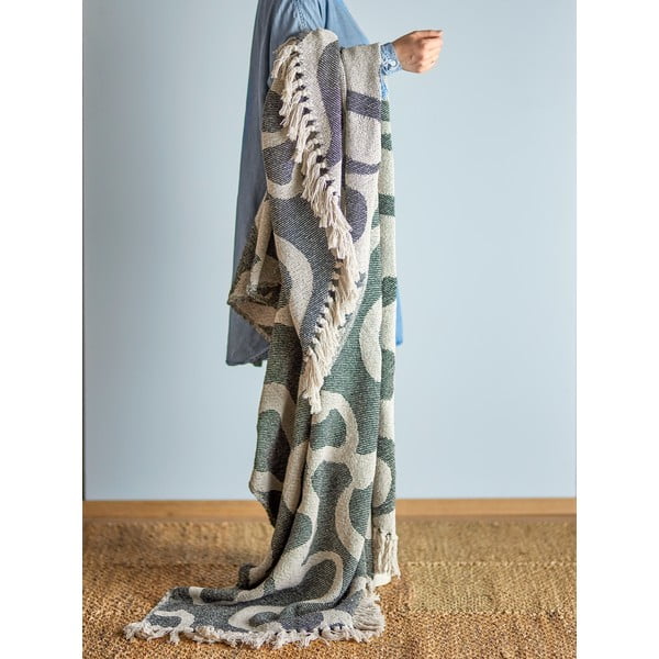 Crna/bež deka od recikliranog pamuka 130x160 cm Salobre – Bloomingville-image-1