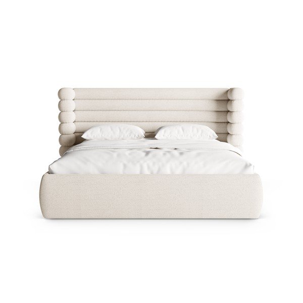 Bež tapecirani bračni krevet s prostorom za odlaganje s podnicom 200x200 cm Mount – Micadoni -image-4