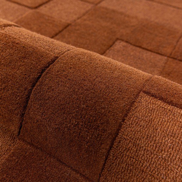 Ručno rađen vunen tepih boje terakote 120x170 cm Checkerboard – Flair Rugs-image-4