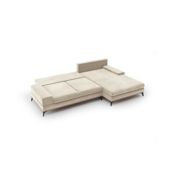 Bež baršunasta kutna garnitura na razvlačenje Windsor &Co Sofas Astre, desni kut-image-3