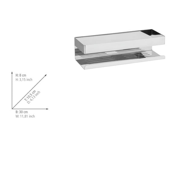 Samoljepljiva kupaonska polica od nehrđajućeg čelika u sjajno srebrnoj boji Genova – Wenko-image-2