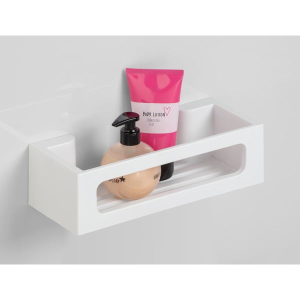 Mat bijela plastična kupaonska polica s Turbo-loc s postavljanjem bez bušenja Bralia – Wenko-image-1